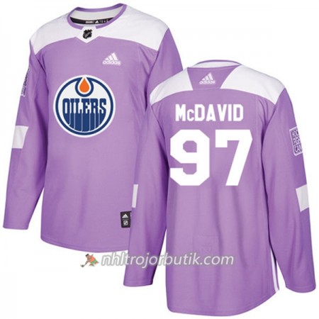 Män Ishockey Edmonton Oilers Tröja Connor McDavid 97 Adidas 2017-2018 Lila Fights Cancer Practice Authentic